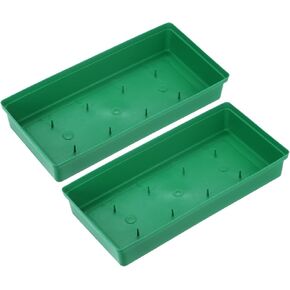 M METERXITY 2-Pack Floral Centerpiece Trays, 9.65 Inch Plastic Bowl Flower Arrangement Base for Table/Party/Wedding Decor, Rectangular Flower Foam Holder Box [Green]