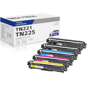 TN221 TN225 Toner Cartridges Replacement for Brother TN-221 Toner Cartridges TN-225 TN221 Toner Cartridges with MFC-9340CDW MFC-9330CDW HL-3170CDW MFC-9130CW HL-3140CW Printer Toner (5 Pack)