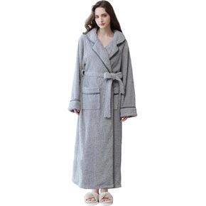 Hellomamma Long Bath Robe for Womens Plush Soft Fleece Bathrobes Nightgown Ladies Pajamas Sleepwear Housecoat