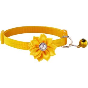 Cat Collar with Bell, Flower Decoration XS Dog Collar Girl Cute Fancy Puppy Collar with Bells for XXS XS Tiny Little Kitten Pet Female Dogs,Neck 7-12 Inch (Pink, Neck 7-12")