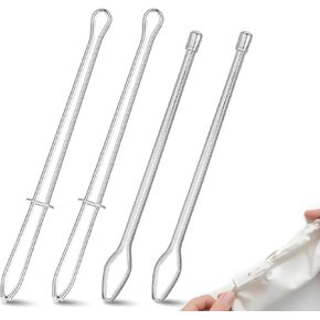 Nogeqi 4 Pcs Rope Threader Clip,Drawstring Threader Tool,Metal Drawstring Threaders Easy Quick Insert Drawstring DIY,for Elastic Band Sweatpants Hoodies Drawstring Belt (Silver Closed Type Open Type)