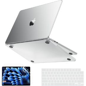 AKIT Compatible with MacBook Air 13 Inch Case M3 M2 A2681 A3113 2025 2024 2022 Frosted Clear Cover Protective Hard Case + Keyboard Skin + Screen Protector, Midnight Blue