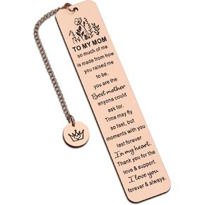 Gift for Mom Rose Gold Bookmark for Women Mothers Day Gift from Son Daughter Birthday Valentines Christmas Stocking Gifts for Mother Mommy Grandma from Teens Kids I Love You Mom Book Lovers Gift