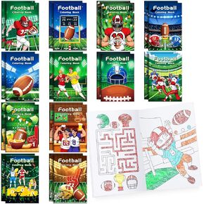 BenLouis 24 Pcs Football Mini Coloring Books Kids Football Theme Party Favors Small Activity Books Bulk for Kids Football Birthday Goodie Bags Stuffers Return Gifts Classroom Travel