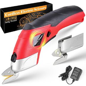Fabric Cardboard Cutter Cordless Electric Scissors: Gifts for Men Women 4V Carpet Cutter Tools Cutting Box Leather, Rechargeable with Safety Lock Unique Gift Ideas for Adluts Crafter Tailor Household