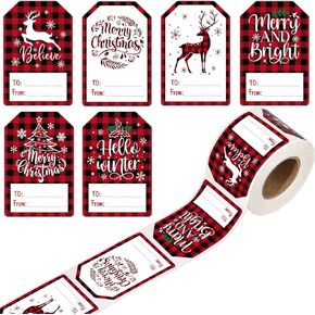 Containlol 300 Pcs Christmas Gift Tags Stickers Self Adhesive Foil Xmas Name Tag Labels Present Stickers Vintage Merry Christmas Gift Wrapping Sticker for Xmas Present Decor Holiday Party Supplies