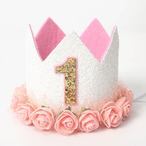 Baby's First Birthday Floral Crown - Themed Party Hat With Flowers, Girls' 1st Birthday Boho Flower Crown