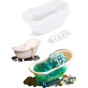 Mini Bathtub Resin Molds – Cute Soap Dish Silicone Molds for Epoxy Resin & Concrete Casting – Ideal for Qtip Holder, Jewelry Storage, Candle Vessel, Candy Container, Flower Tray