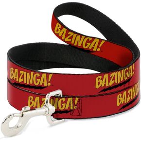 Dog Leash Bazinga Red Gold Black 6 Feet Long 1.5 Inch Wide