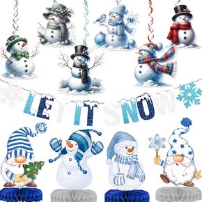 Let it Snow Banner Christmas Banner Let it Snow Christmas Decorations with Winter Hanging Decorations for Winter Party Decorations Happy Holidays Decorations