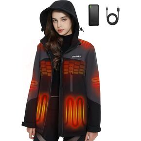 Womens Heated Jacket with Battery Pack - 20000mAh Rechargeable Winter Outdoor Work Self Electric Jacket with Hood