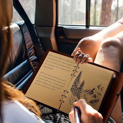 OMEYA Leather Journal Notebook, Refillable Writing Journal Diary Planner for Women Girls (Blue, A5-9.3''×6.3'') in Kuwait