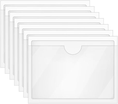 Tupalizy 10PCS Clear Adhesive Business Card Holder with Top Open Small Plastic Card Sleeves Pockets for Storage Bins Boxes Organizing Label Notebooks Name Tags Classroom Desk Planners,3.5x2.4 Inch in Saudi Arabia