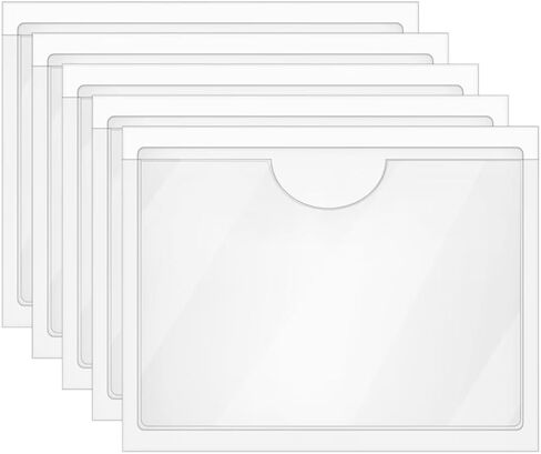 Tupalizy 10PCS Clear Adhesive Business Card Holder with Top Open Small Plastic Card Sleeves Pockets for Storage Bins Boxes Organizing Label Notebooks Name Tags Classroom Desk Planners,3.5x2.4 Inch in Saudi Arabia