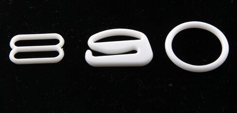 ALLinONE 1 Box Plastic Adjustment Strap Slides And Rings Bra Strap Slide Hook Clasp With Container For DIY Craft Sewing (White 50 Sets) in Kuwait