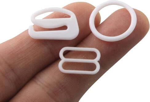 ALLinONE 1 Box Plastic Adjustment Strap Slides And Rings Bra Strap Slide Hook Clasp With Container For DIY Craft Sewing (White 50 Sets) in Kuwait