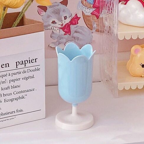Pink Plastic Tulip Pen Holder Cute Pens Cup for Desk Pen Brush Organizer Office Stationery Supplies Home Decor Desk Supplies Holders and Dispensers(ZS399) in Saudi Arabia