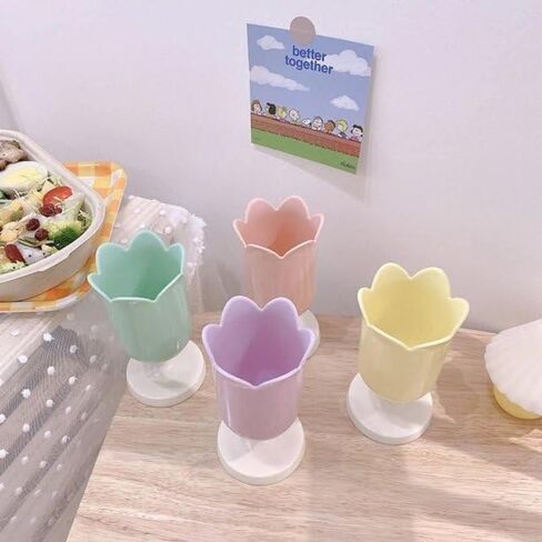 Pink Plastic Tulip Pen Holder Cute Pens Cup for Desk Pen Brush Organizer Office Stationery Supplies Home Decor Desk Supplies Holders and Dispensers(ZS399) in Saudi Arabia