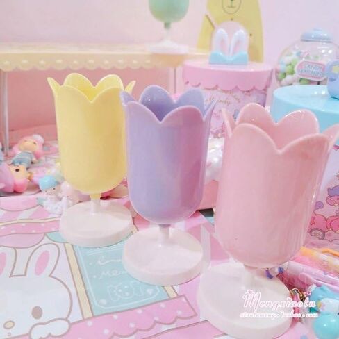 Pink Plastic Tulip Pen Holder Cute Pens Cup for Desk Pen Brush Organizer Office Stationery Supplies Home Decor Desk Supplies Holders and Dispensers(ZS399) in Saudi Arabia