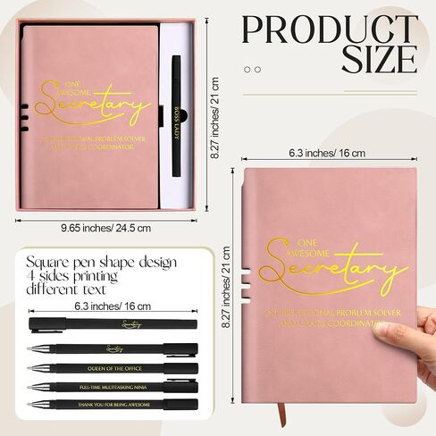 Secretary Appreciation Gifts for Women Include Secretary Inspirational Leather Notebook 4 Sided Printing Quote Ballpoint Pens Motivational Keychain Secretary Gift for Women Coworker(Brown) in Saudi Arabia