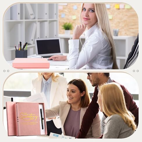 Secretary Appreciation Gifts for Women Include Secretary Inspirational Leather Notebook 4 Sided Printing Quote Ballpoint Pens Motivational Keychain Secretary Gift for Women Coworker(Brown) in Saudi Arabia