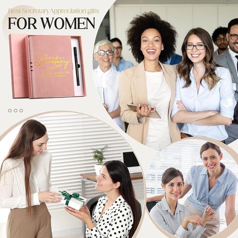Secretary Appreciation Gifts for Women Include Secretary Inspirational Leather Notebook 4 Sided Printing Quote Ballpoint Pens Motivational Keychain Secretary Gift for Women Coworker(Brown) in Saudi Arabia