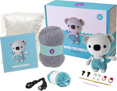 مجموعة أميجورومي كروشيه للبالغين - مجموعة حرفية متوسطة الحجم مع مواد وتعليمات - اصنع حيوان أميجورومي الخاص بك - فنون وحرف مثالية للبالغين (الدب) in Kuwait