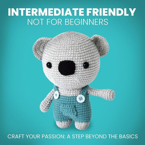 مجموعة أميجورومي كروشيه للبالغين - مجموعة حرفية متوسطة الحجم مع مواد وتعليمات - اصنع حيوان أميجورومي الخاص بك - فنون وحرف مثالية للبالغين (الدب) in Kuwait