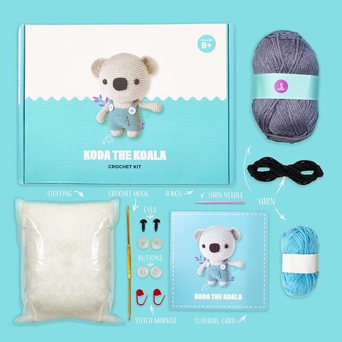 مجموعة أميجورومي كروشيه للبالغين - مجموعة حرفية متوسطة الحجم مع مواد وتعليمات - اصنع حيوان أميجورومي الخاص بك - فنون وحرف مثالية للبالغين (الدب) in Kuwait