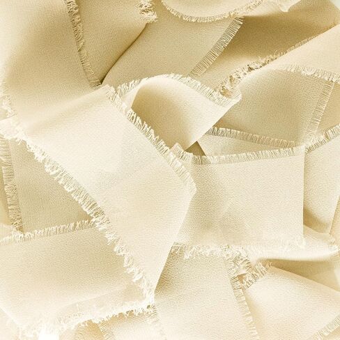 شريط شيفون أبيض كريمي 3 لفات 1.5 بوصة × 7 ياردة شريط حافة متوتر مصنوع يدويًا شريط حرير شيفون للحرف اليدوية وتغليف باقات الزهور وتزيين دعوات الزفاف in Kuwait