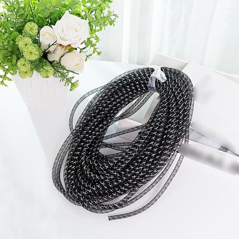 8mm 30 Yards Decorative Flexible Mesh Tube Mesh Tubing Ribbon Glitter Decoration Mesh Tube Long Craft Mesh Tube White in Saudi Arabia