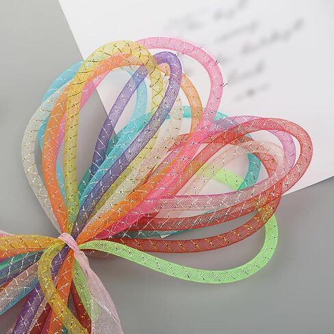 8mm 30 Yards Decorative Flexible Mesh Tube Mesh Tubing Ribbon Glitter Decoration Mesh Tube Long Craft Mesh Tube White in Saudi Arabia