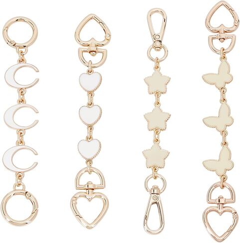 WEBEEDY 4 Styles Bag Extender Chain Purse Extender Chain with Metal Buckles Moon Star Heart Butterfly Chains for Purse Handbags Shoulder Bag Chain Replacement Accessories in Saudi Arabia