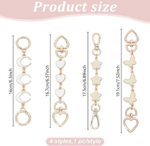 WEBEEDY 4 Styles Bag Extender Chain Purse Extender Chain with Metal Buckles Moon Star Heart Butterfly Chains for Purse Handbags Shoulder Bag Chain Replacement Accessories in Saudi Arabia