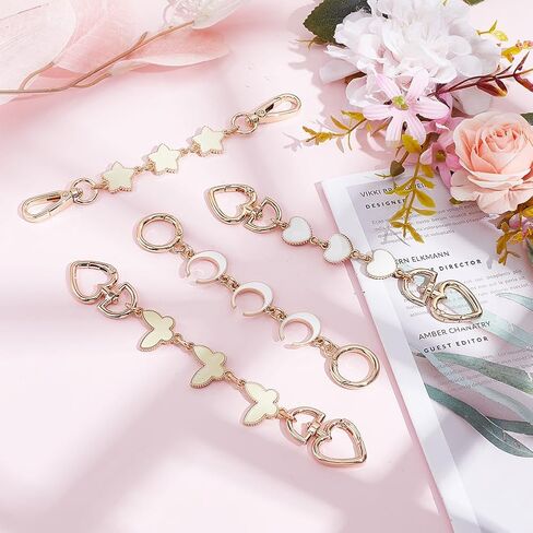 WEBEEDY 4 Styles Bag Extender Chain Purse Extender Chain with Metal Buckles Moon Star Heart Butterfly Chains for Purse Handbags Shoulder Bag Chain Replacement Accessories in Saudi Arabia