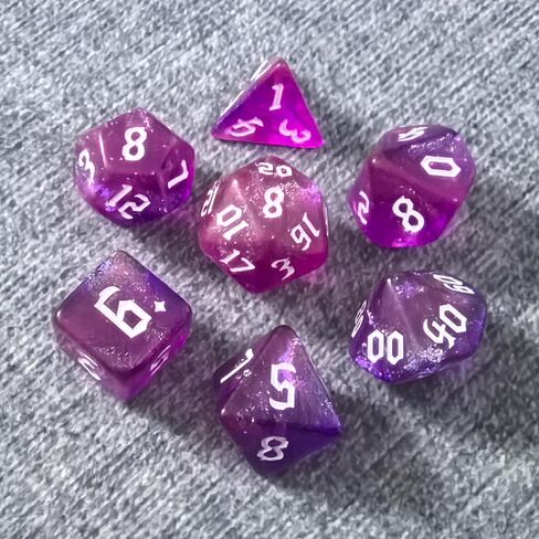 DND RPG Dice Set, Nebula Polyhedral Dice for Dungeons and Dragons, Mystery 7-Piece Set (Rose Purple) in Saudi Arabia