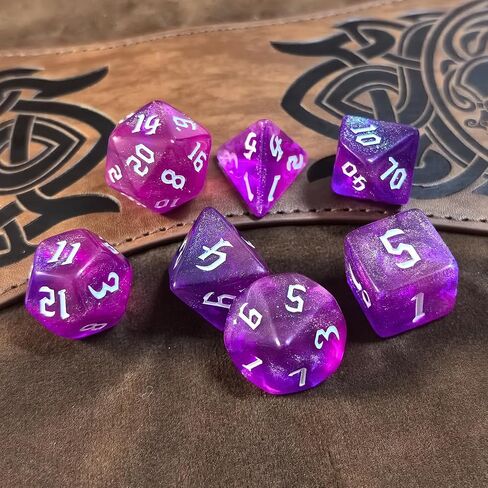 DND RPG Dice Set, Nebula Polyhedral Dice for Dungeons and Dragons, Mystery 7-Piece Set (Rose Purple) in Saudi Arabia