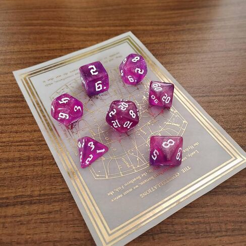 DND RPG Dice Set, Nebula Polyhedral Dice for Dungeons and Dragons, Mystery 7-Piece Set (Rose Purple) in Saudi Arabia