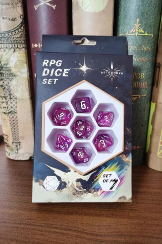 DND RPG Dice Set, Nebula Polyhedral Dice for Dungeons and Dragons, Mystery 7-Piece Set (Rose Purple) in Saudi Arabia