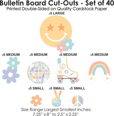 Big Dot of Happiness Retro Pastel - DIY Classroom Decorations - Bulletin Board Cut-Outs - Set of 40 in Saudi Arabia