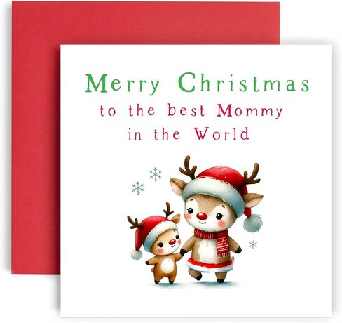 Huxters 1st Christmas Card for Mommy Reindeer First Christmas - Baby First Family Christmas Card - 14.8cm (Mommy) in Saudi Arabia