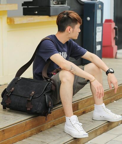 Canvas Messenger Bag, Vintage Crossbody Bags for Men Women in Saudi Arabia