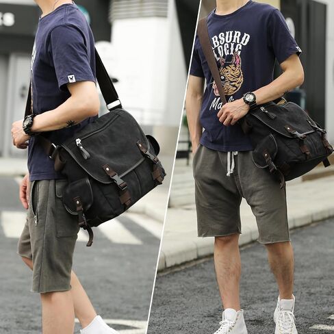 Canvas Messenger Bag, Vintage Crossbody Bags for Men Women in Saudi Arabia