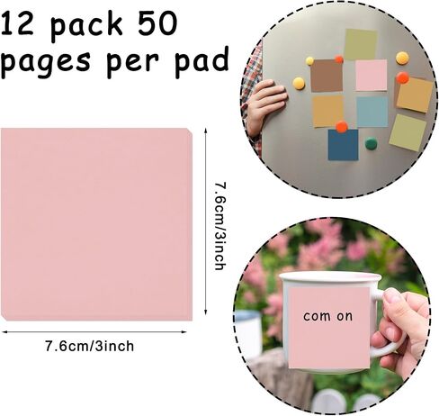 Whaline 600 Sheet Boho Sticky Notes Solid Color Self Adhesive Notepads Neutral Memo Pad Removable Message Reminder for Annotating Books School Home Office Supplies, 12 Pack in Saudi Arabia