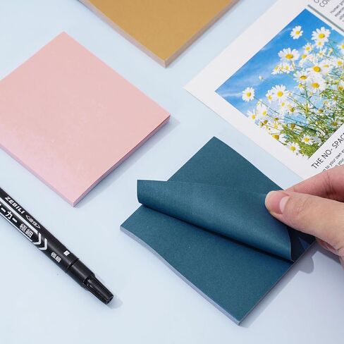 Whaline 600 Sheet Boho Sticky Notes Solid Color Self Adhesive Notepads Neutral Memo Pad Removable Message Reminder for Annotating Books School Home Office Supplies, 12 Pack in Saudi Arabia