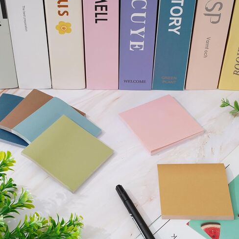 Whaline 600 Sheet Boho Sticky Notes Solid Color Self Adhesive Notepads Neutral Memo Pad Removable Message Reminder for Annotating Books School Home Office Supplies, 12 Pack in Saudi Arabia