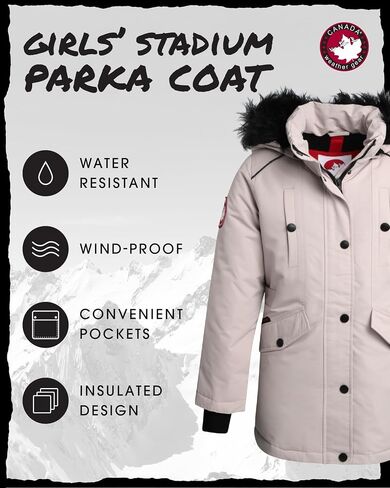 CANADA WEATHER GEAR Girls' Winter Jacket - Stadium Expedition Parka Coat, Fur Trim Hood in Saudi Arabia