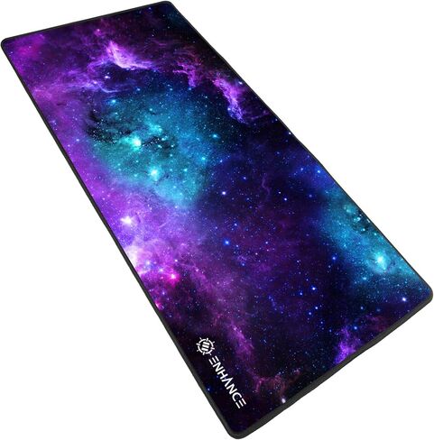 ENHANCE Extended Gaming Mouse Pad, XL Mouse Mat, Desk Accessories - Anti-Fray Stitching and Low-Friction Tracking Surface, Non-Slip Backing for Professional eSports - Dimensions: 80 x 32.5 cm - Galaxy in Kuwait
