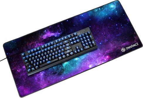 ENHANCE Extended Gaming Mouse Pad, XL Mouse Mat, Desk Accessories - Anti-Fray Stitching and Low-Friction Tracking Surface, Non-Slip Backing for Professional eSports - Dimensions: 80 x 32.5 cm - Galaxy in Kuwait