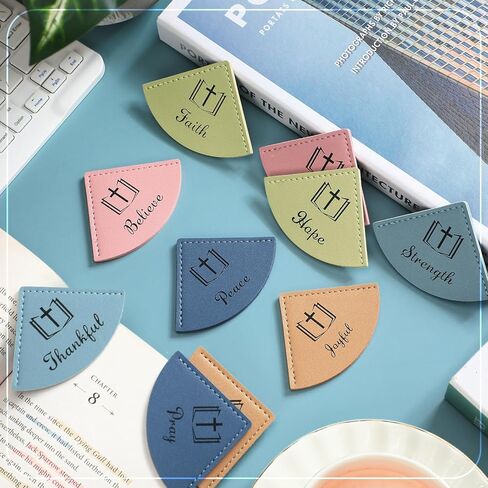 10 Pcs Christian Leather Bookmarks Corner for Bible Page Corner Inspirational Bookmarks Religious Christian Gifts for Church Supplies Reading Rewards Giveaways(Morandi) in Kuwait